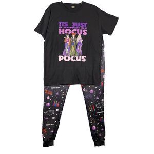 It's Just A Bunch Of Hocus Pocus Jogger T-Shirt Pajama Lounge Sleep Set Sz Large
